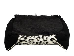 Легло правоъгълно, за кучета и котки Whome, Пухено, Размер M, Бял/Черен, с махаща се възглавничка