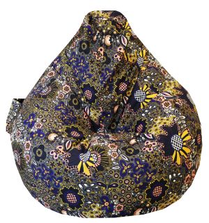 Пуф барбарон LUXE, XL размер, Голяма Круша, за възрастен, Самостоятелен вътрешен калъф, Mystic flowers, Италианска Мебелна Дамаска