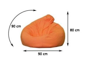Пуф барбарон LUXE, XL размер, Голяма Круша, за възрастен, Самостоятелен вътрешен калъф, Оранжев Меланж, Италианска Мебелна Дамаска