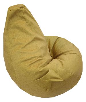 Пуф барбарон LUXE, XL размер, Голяма Круша, за възрастен, Самостоятелен  вътрешен калъф, Жълт/Кафяв, Италианска Мебелна Дамаска