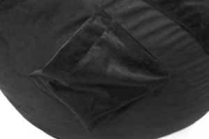 Пуф барбарон LUXE, XL размер, Голяма Круша, за възрастен, Самостоятелен вътрешен калъф, Harriet, Черен, Италианска Мебелна Дамаска