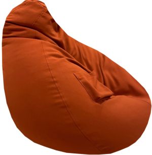 Пуф барбарон LUXE+, XL размер, Голяма Круша, за възрастен, Самостоятелен  вътрешен калъф, Dark Orange, Текстил