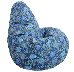 Пуф барбарон LUXE+, XL размер, Голяма Круша, за възрастен, Самостоятелен  вътрешен калъф, Водонепропусклив, Blue Flower, Промазка