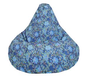 Пуф барбарон LUXE+, XL размер, Голяма Круша, за възрастен, Самостоятелен  вътрешен калъф, Водонепропусклив, Blue Flower, Промазка