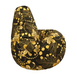 Пуф барбарон LUXE+, XL размер, Голяма Круша, за възрастен, Самостоятелен  вътрешен калъф, Водонепропусклив, Gold Flower, Промазка