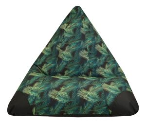 Пуф Пирамида+, XL размер, Свалящ се калъф, Водонепропусклив, Green Leaf, Промазка