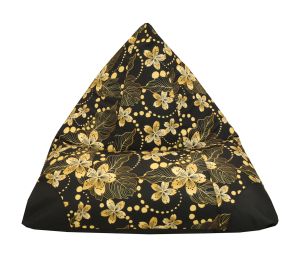 Пуф Пирамида+, XL размер, Свалящ се калъф, Водонепропусклив, Gold Flower, Промазка