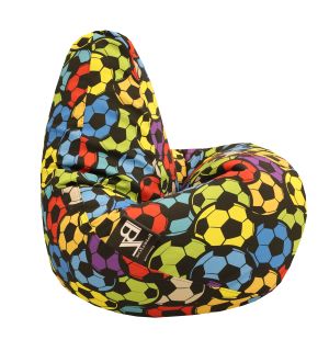 Пуф барбарон LUXE+, XL размер, Голяма Круша, за възрастен, Самостоятелен  вътрешен калъф, Водонепропусклив, Colorful Football, Промазка