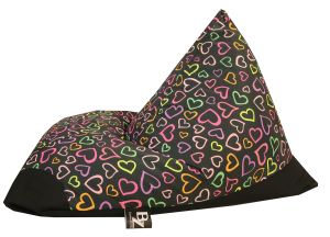Пуф Пирамида+, XL размер, Свалящ се калъф, Водонепропусклив, Heart, Промазка