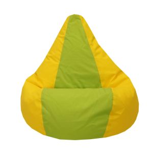 Пуф барбарон SWEET LUXE+, L размер, Голяма Круша, за възрастен, Самостоятелен вътрешен калъф, Водонепропусклив, Гумиран, Жълт/Зелен, Промазка