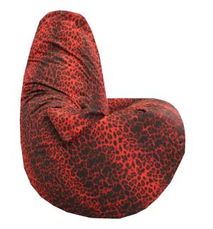 Пуф барбарон LUXE+, XL размер, Голяма Круша, за възрастен, Самостоятелен  вътрешен калъф, Водонепропусклив, Red Leopard, Промазка