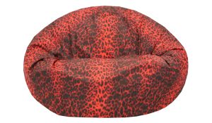 Пуф барбарон LUXE+, XL размер, Голяма Ябълка, за възрастен, Самостоятелен  вътрешен калъф, Водонепропусклив, Red Leopard, Промазка
